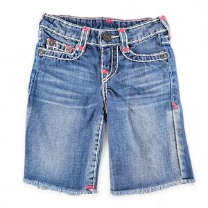 True Religion Kids July Super T Denim Shorts 2T Distressed Jean Cutoffs